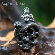 Stainless Steel Skull Snake Gothic Punk Pendant