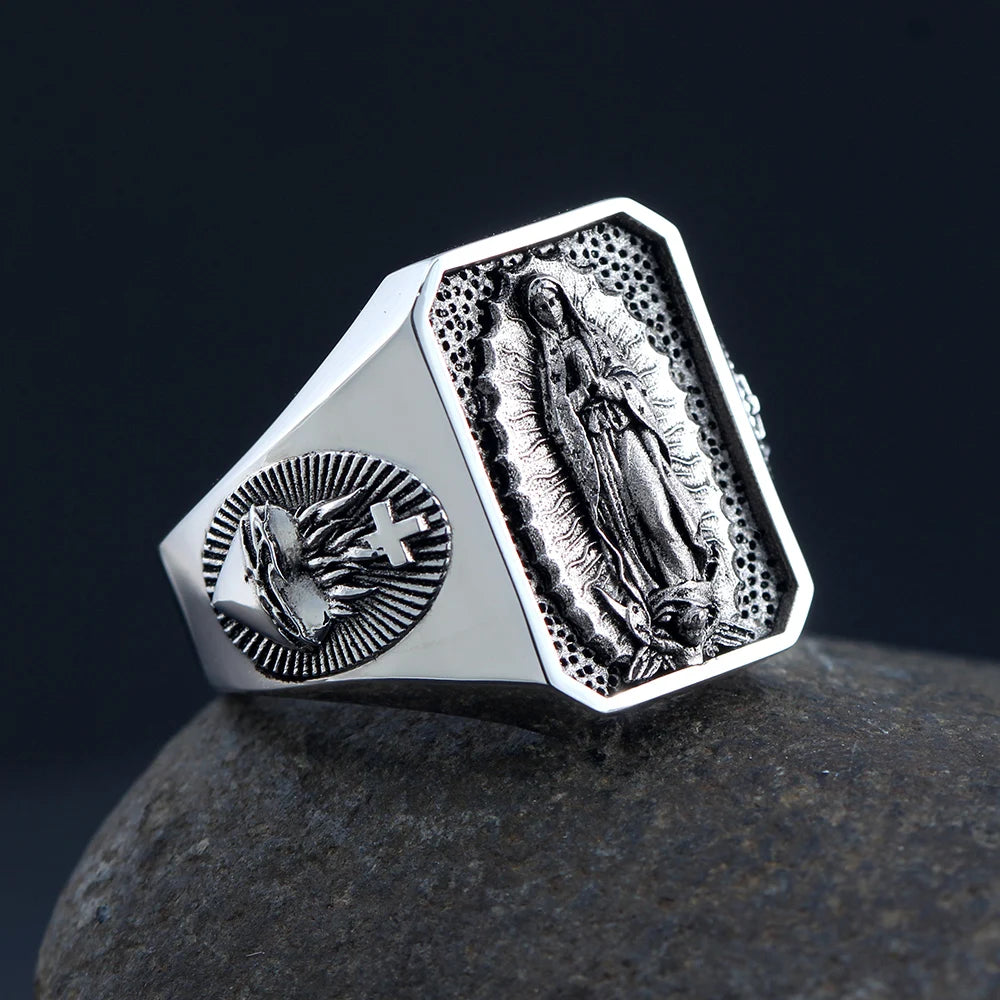 Virgin Mary Heart Ring — 925 Silver