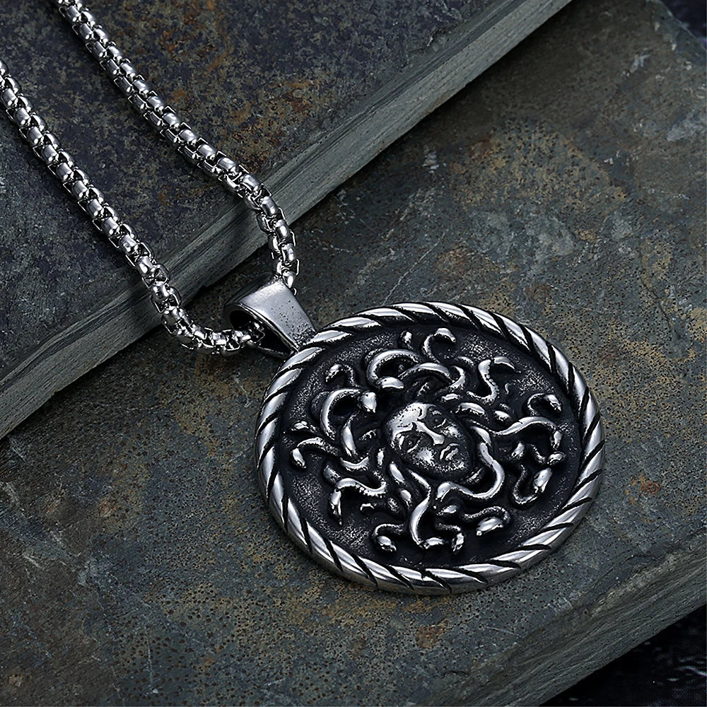 Gothic Medusa Pendant — Stainless Steel