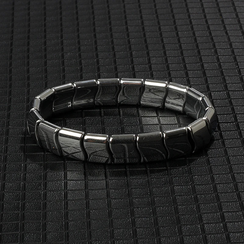 Hematite Therapy Stretch Bracelet — Mixed Metal