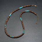 Vintage Bohemian Summer Jewelry Ethnic Style Jewelry Brown Coconut Shell Wood Beads Natural Stone Necklace Men's Jewelry