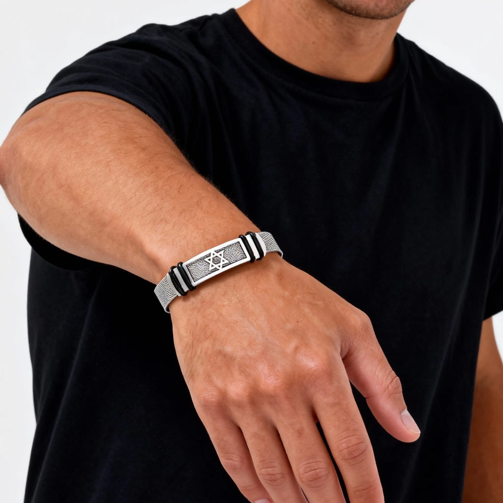 Star of David Watch Strap Bracelet — Stainless Steel