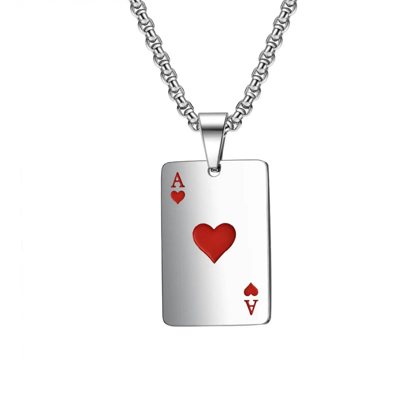 Poker Ace of Spades Pendant Necklace Women Men Playing Cards Stainless Steel Jewelry Gifts