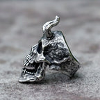 Horned Satan Skull Ring — 316L Stainless Steel
