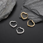 Iced Out Heart Hoop Earrings Stainless Steel CZ