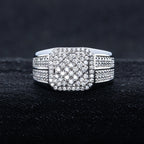 Iced Out Diamond Ring — Two-Tone Silver Gold