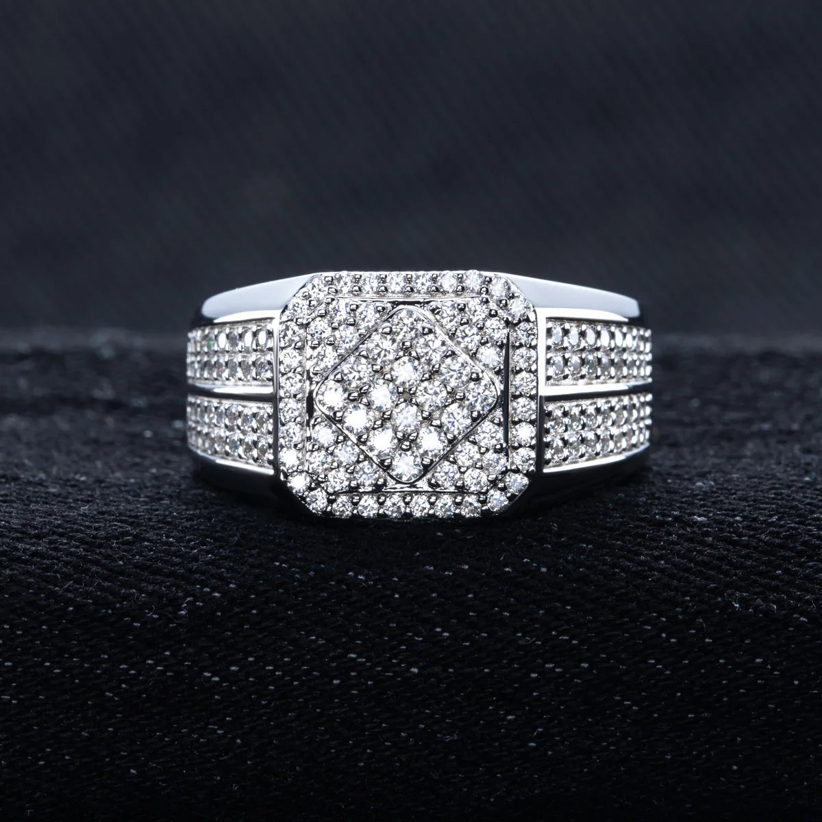 Iced Out Diamond Ring — Two-Tone Silver Gold