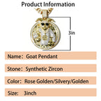 Iced Out Goat Figaro Cuban Chain Necklace — Copper Alloy