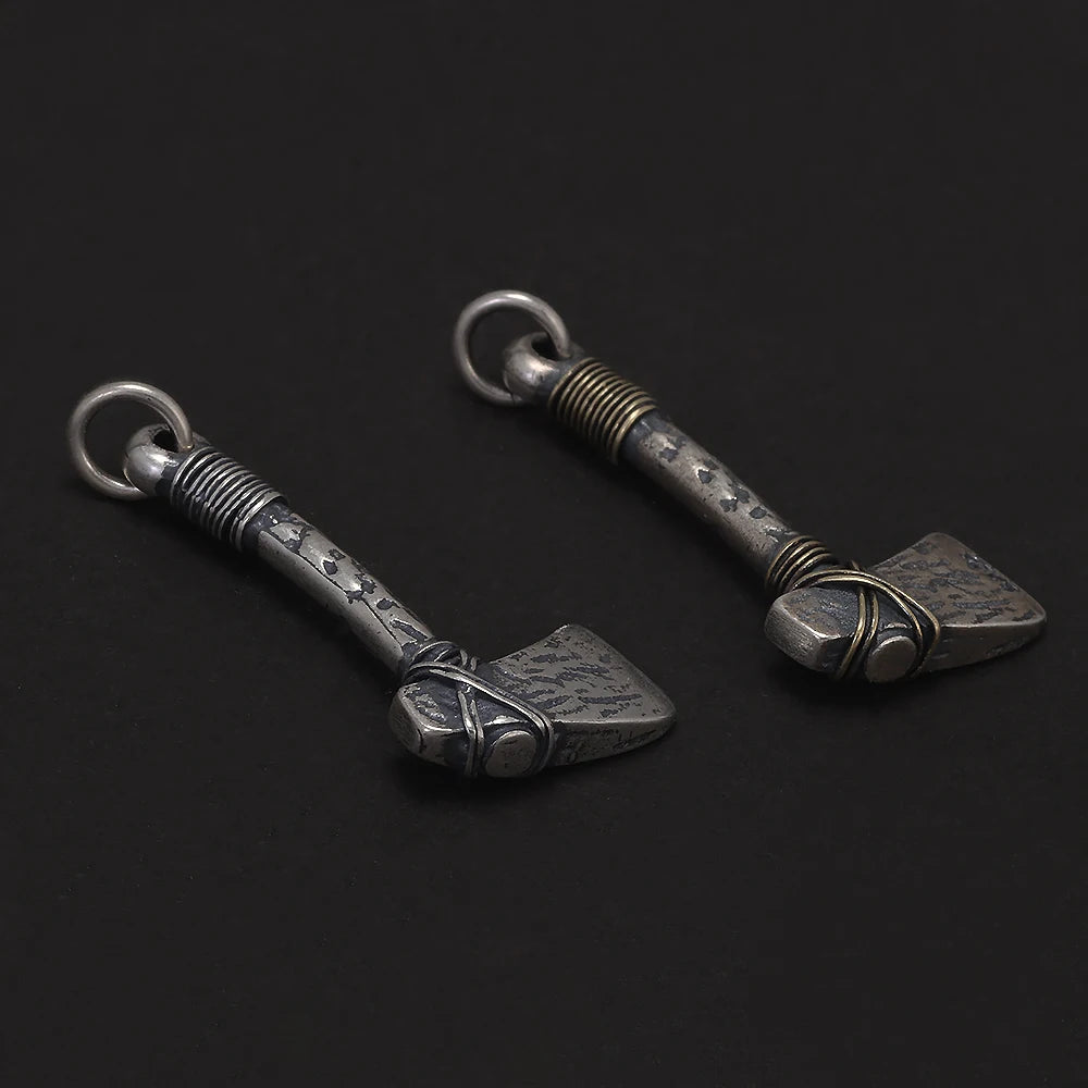 925 Sterling Silver Nordic Viking Axe Pendant Necklace Antiqued Retro Punk Celtic Trendy Male Boy Amulet Jewelry Gifts