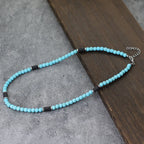 Classic 6mm Natural Stone Beaded Necklace Men 20 Inches Howlite Tiger Eyes Beads Short Collar Jewelry Office Leisure Joias Gift