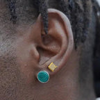 Iced Out Square Stud Earrings 5mm — Gold