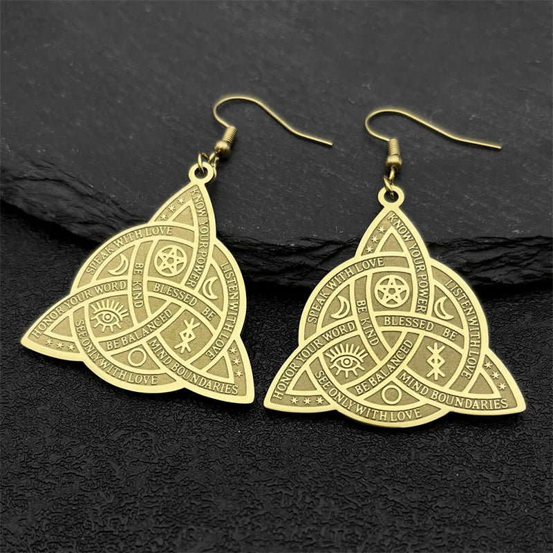 Odin Steel Earrings Viking Witch Celtic Knot Hoop