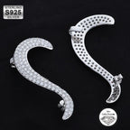 Gothic 925 Silver CZ Stud Earrings Iced Out