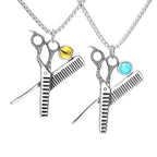 Iced Out Scissors Pendant Necklace Stainless Steel