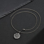 Stainless Steel Compass Pendant Necklace Vintage Grey Round Medallion Link Chain for Men Punk Adventure Travel Jewelry Gift