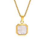 Natural Stone Geometric Pendant — Stainless