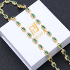 Tennis Chain Necklace Stainless Steel Green CZ