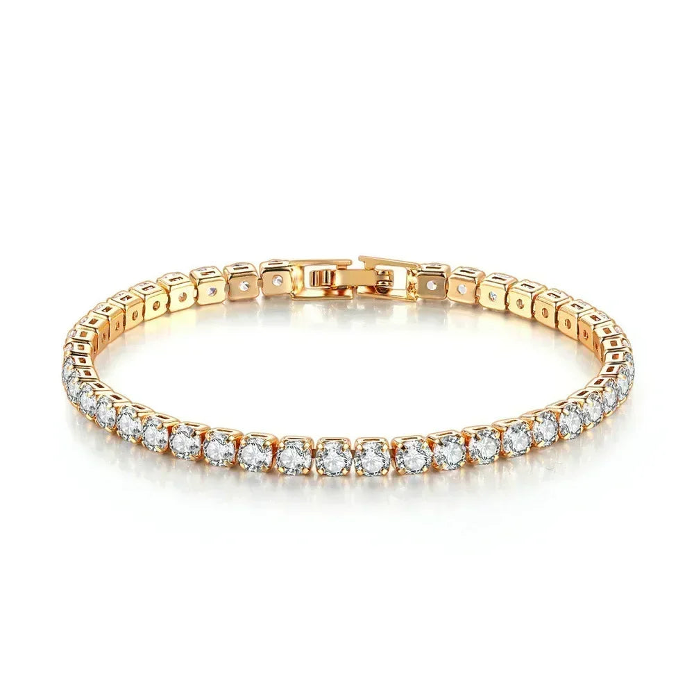 2026 New Hiphop Tennis Bracelets for Men Women Luxury Iced Out 4mm Zircon Crystal Gold Color Hand Chain Hippie Jewelry Gift
