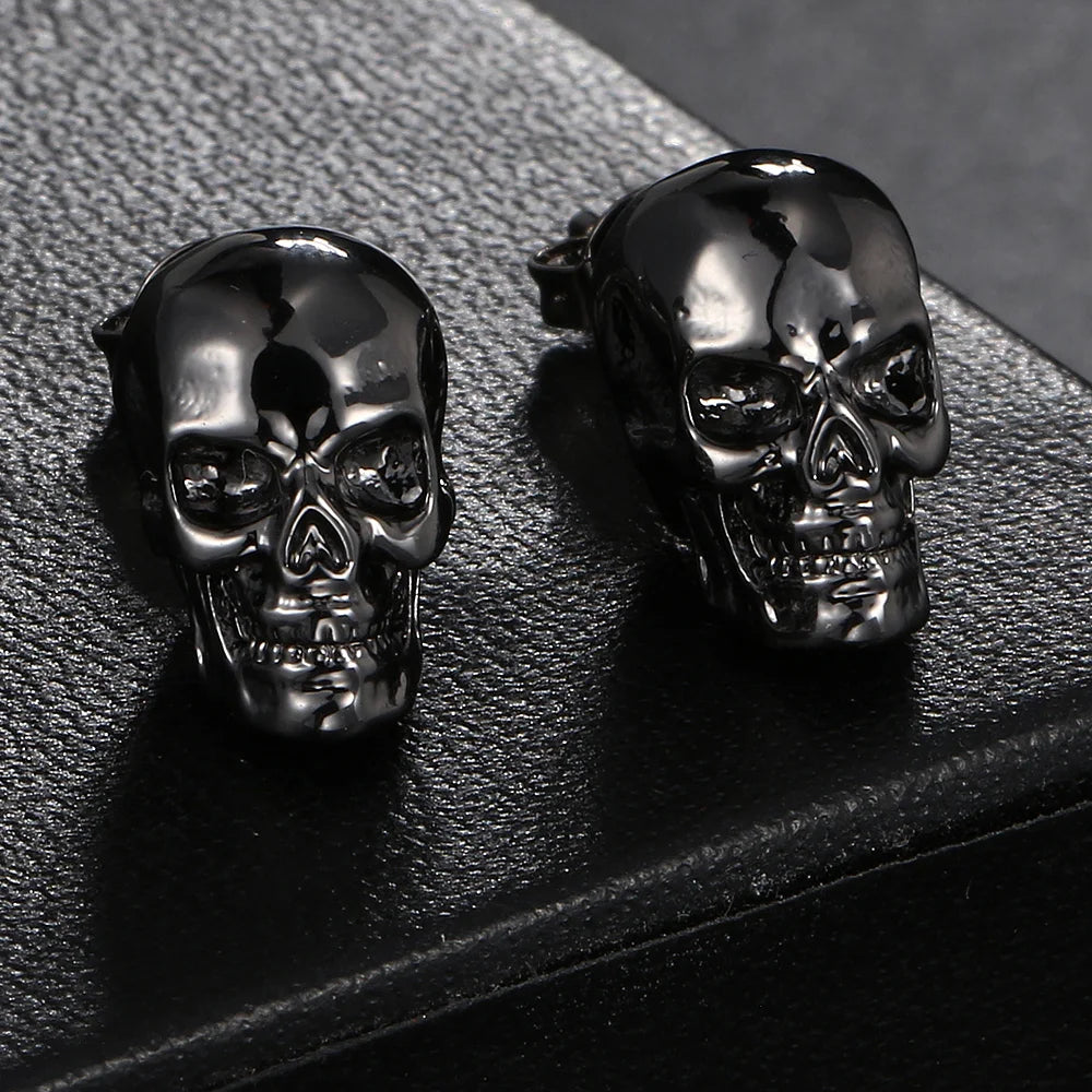 Skull Stud Earrings — Stainless Steel
