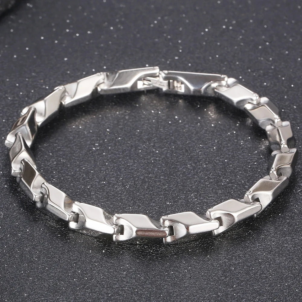 Men's Hip Hop Solid Chain Set 316L Stainless Steel Rope Necklace & Bracelet Man Punk Gothic Male Jewelry Accessories