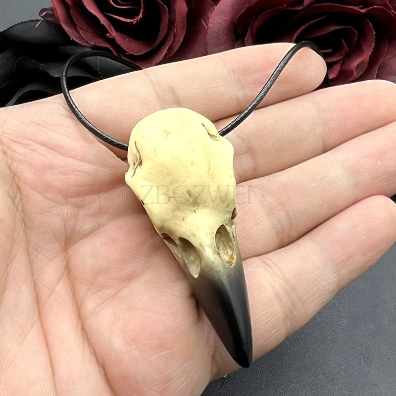 3D Raven Skull Necklace Resin Replica Raven Magpie Crow Poe Gothic Gift,Halloween Raven Skull Necklace,Goth Bird Skull Jewelry