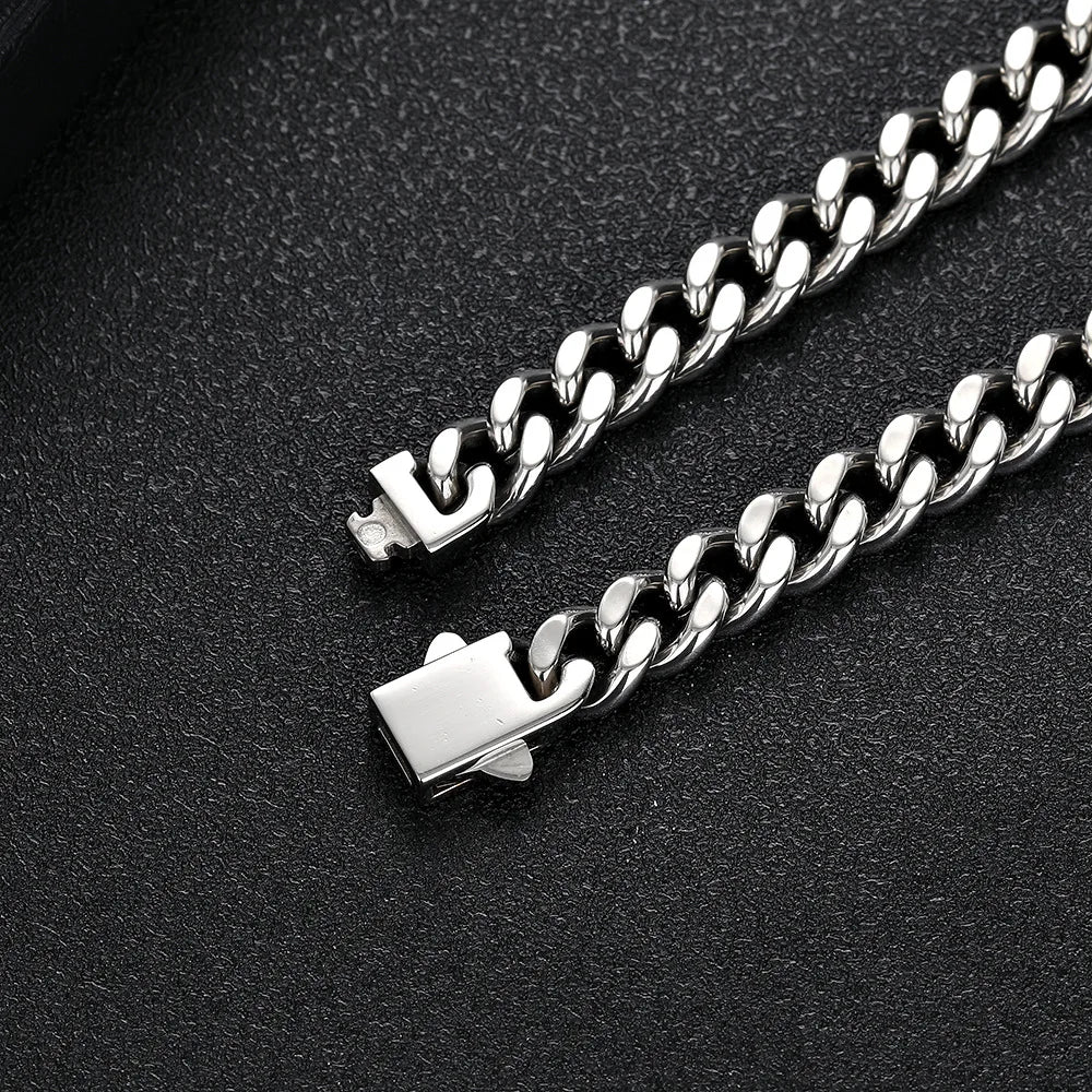 Width 9MM 316L Stainless Steel Encrypted Cuban Chain Bracelet For Men Fashion Hip Hop Party Accessories Boyfriend Gift