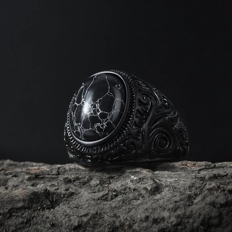 Gothic Dropshipping New Unisex 316L Stainless Steel Cool Punk Classic 3 Colour Stone Ring Pattern Hollowing Anels Anniversary