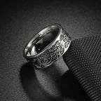 Viking Celtic Knot & Sea Wave Band Ring for Men — Stainless Steel