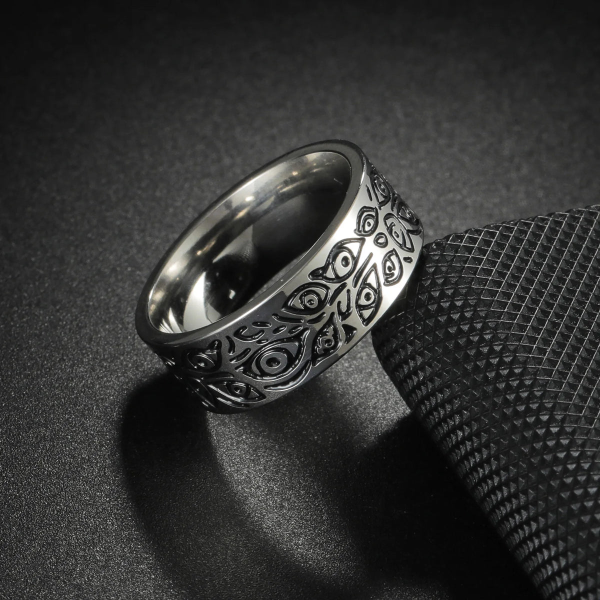 Viking Celtic Knot & Sea Wave Band Ring for Men — Stainless Steel