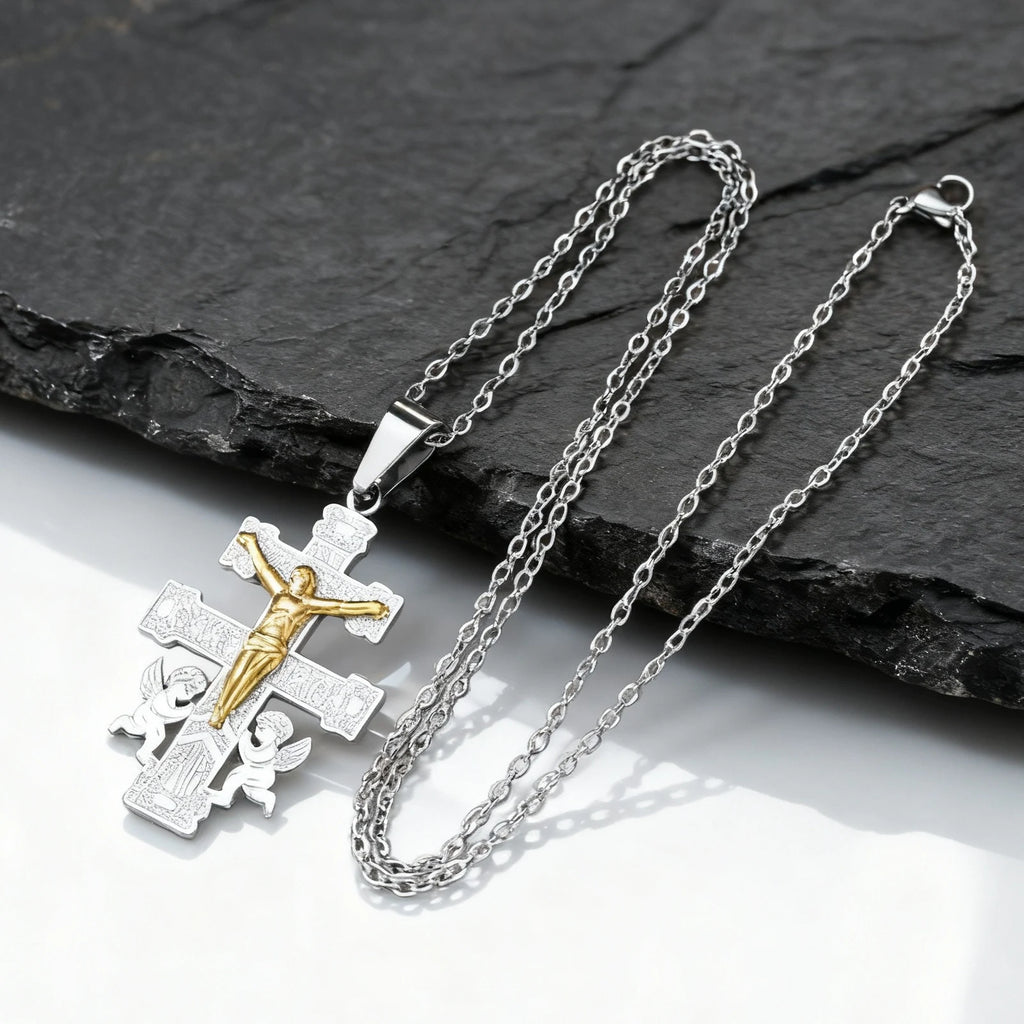 Orthodox Cross Pendant Necklace — Stainless Steel