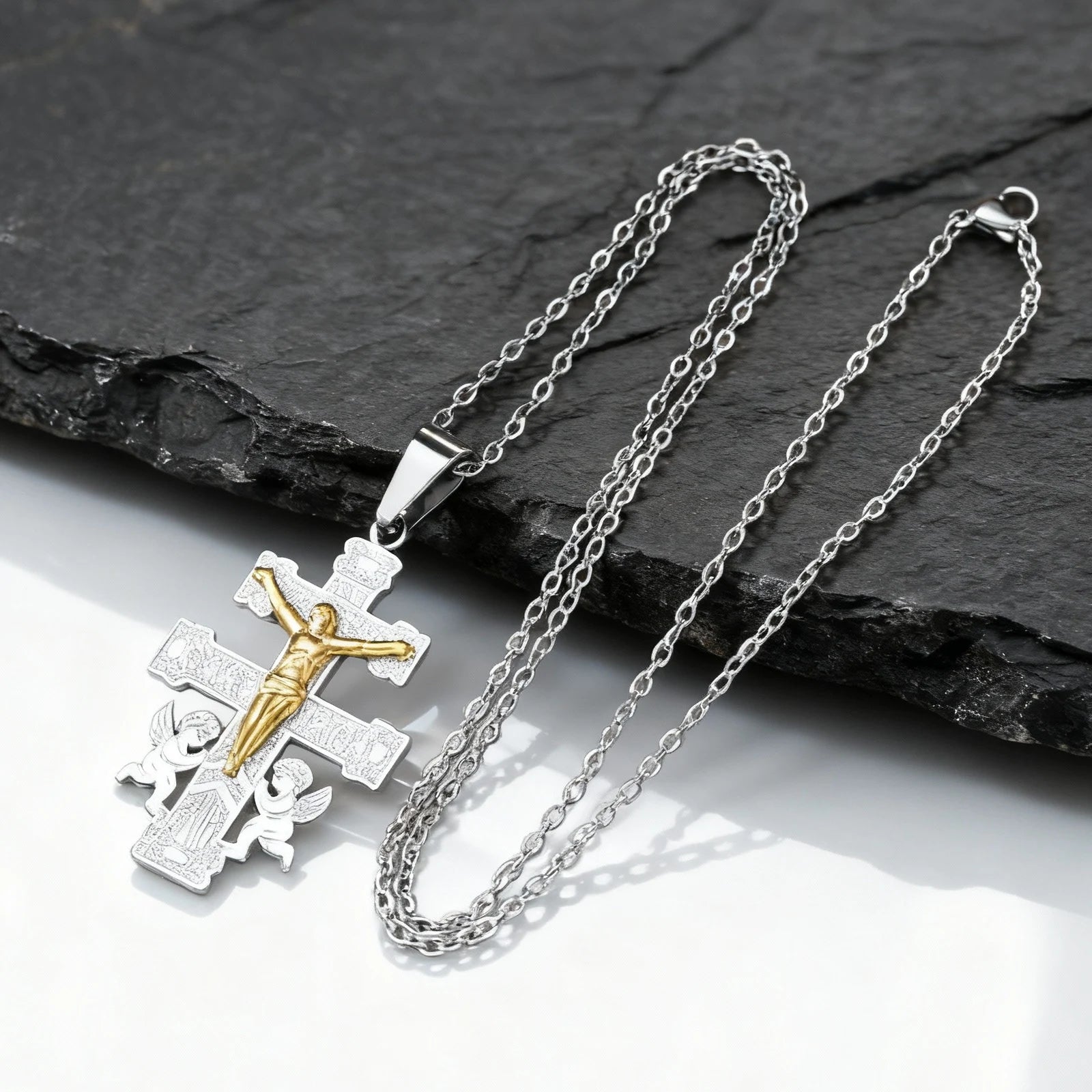 Orthodox Cross Pendant Necklace — Stainless Steel