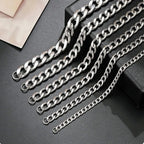 316L Stainless Steel Cuban Link Chain Flat Necklace For Men Jewelry Accessories Male Neck