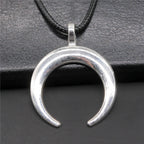 Witch Horn Crescent Moon Pendant — Stainless Steel