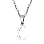 Vintage Initial Letter Pendant Necklace for Women Simple Stainless Steel Letter Glossy Clavicle Chain Choker Necklaces Jewelry