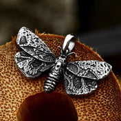 Stainless Steel Death Head Skull Butterfly Pendant