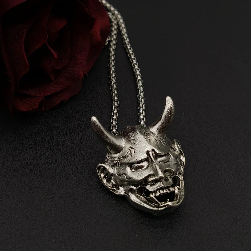 Vintage Punk Ghost Skull Mask Pendant Stainless Steel Chain Necklace Cool Men Rock Party Jewelry
