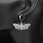 Silver Earrings Witchcraft Moth Dangle Vintage