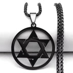 Magen David Star Long Necklace — Steel