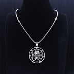 Demon Silver Pendant Seal Forneus Round Colares