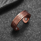 Flower Shape Magnetic Ring Copper Adjustable Open Cuff Ring Men and Women Magnet Healthy Energy Ring for Arthritis Pain Relief