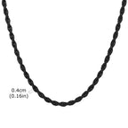 Vnox 2/3/4/5mm Width Black Stainless Steel Twisted Chain Necklaces for Men Women, Unisex Links Collar Minimalist