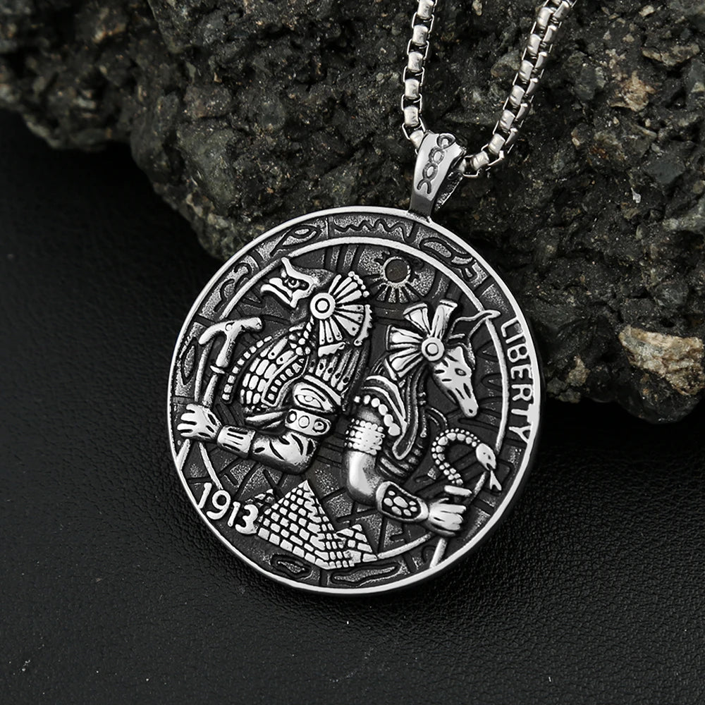 Anubis Steel Pendant Ancient Egyptian Pharaoh
