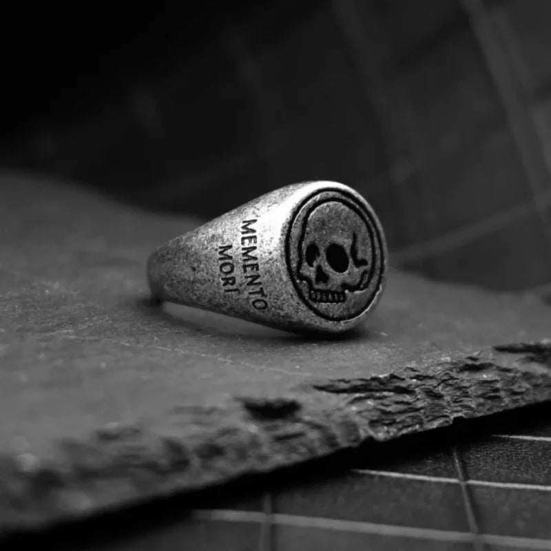 Memento Mori Ring — Stainless Steel Silver