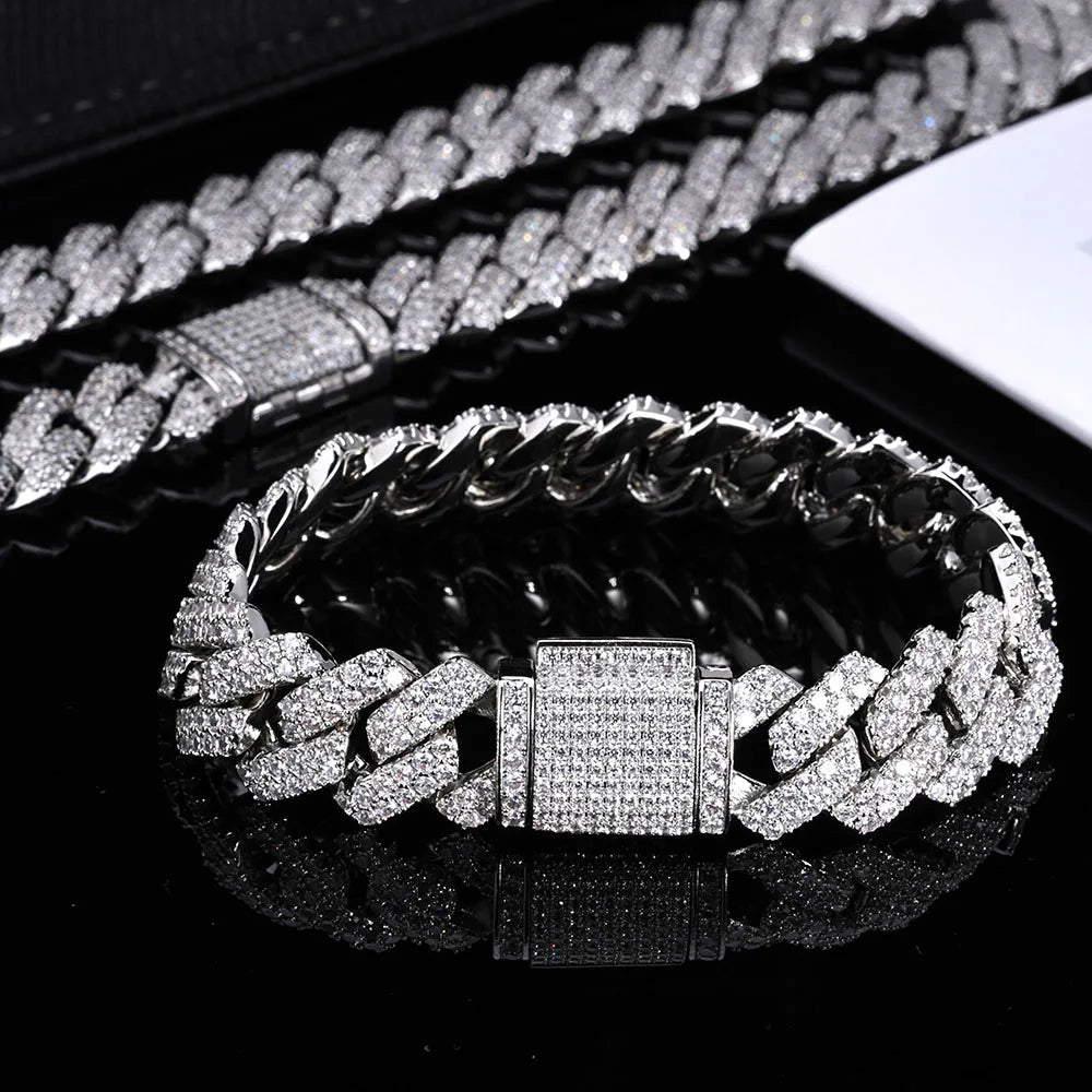 Iced Out Cuban Bracelet Stainless Steel 14MM Miami