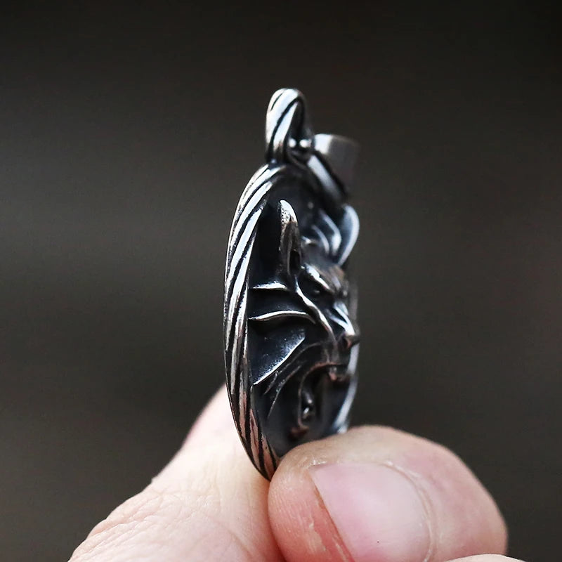 316L Stainless Steel Anime Wolf Head Pendant Necklace Vintage Choker Link Chain For Man Game Accessories Movie Boyfriend Gift