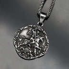New Jewelry Viking War Horse Greek Latin Knights stainless steel Templar Exquisite Commemorative Seal Pendant Necklace