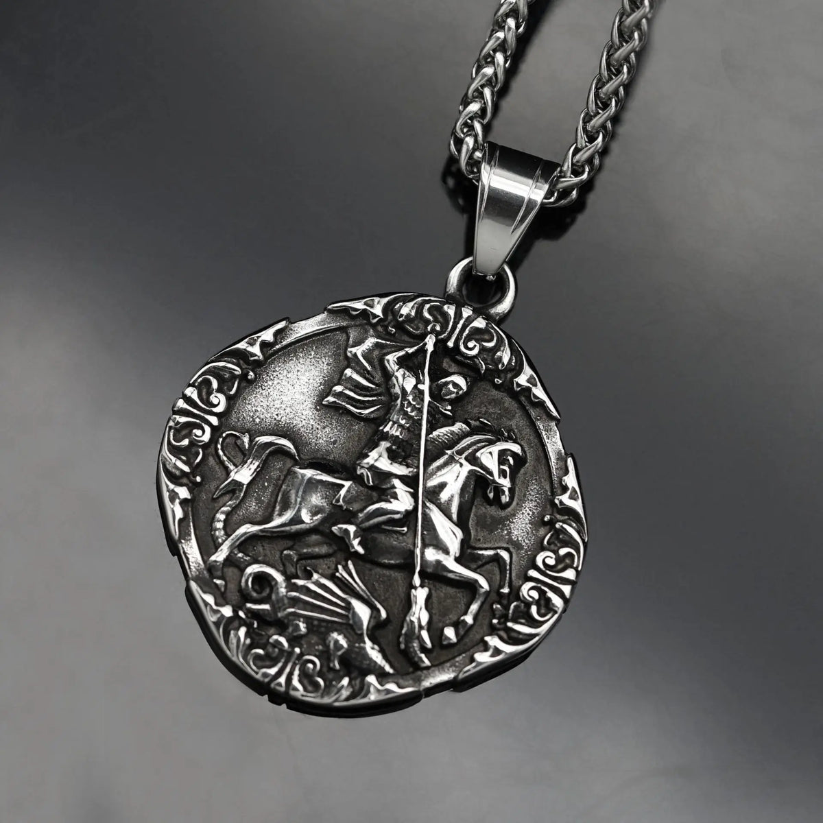 New Jewelry Viking War Horse Greek Latin Knights stainless steel Templar Exquisite Commemorative Seal Pendant Necklace