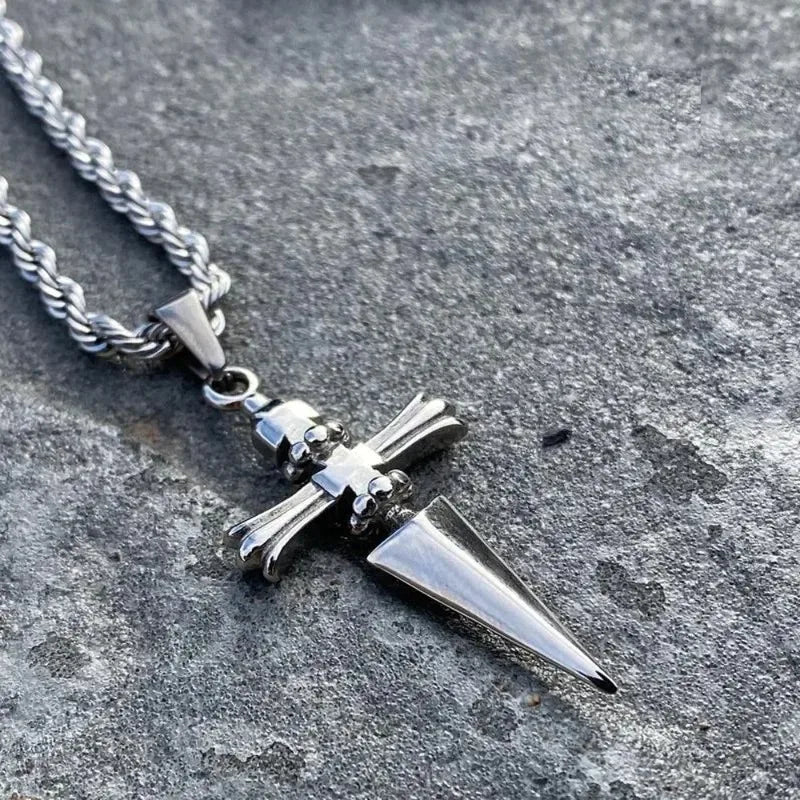 Punk Stiletto Cross Anime Accessories Judgement Chain Necklace Hunter X Hunter Pendant Men's Jewelry Gift for Boys Casual Style