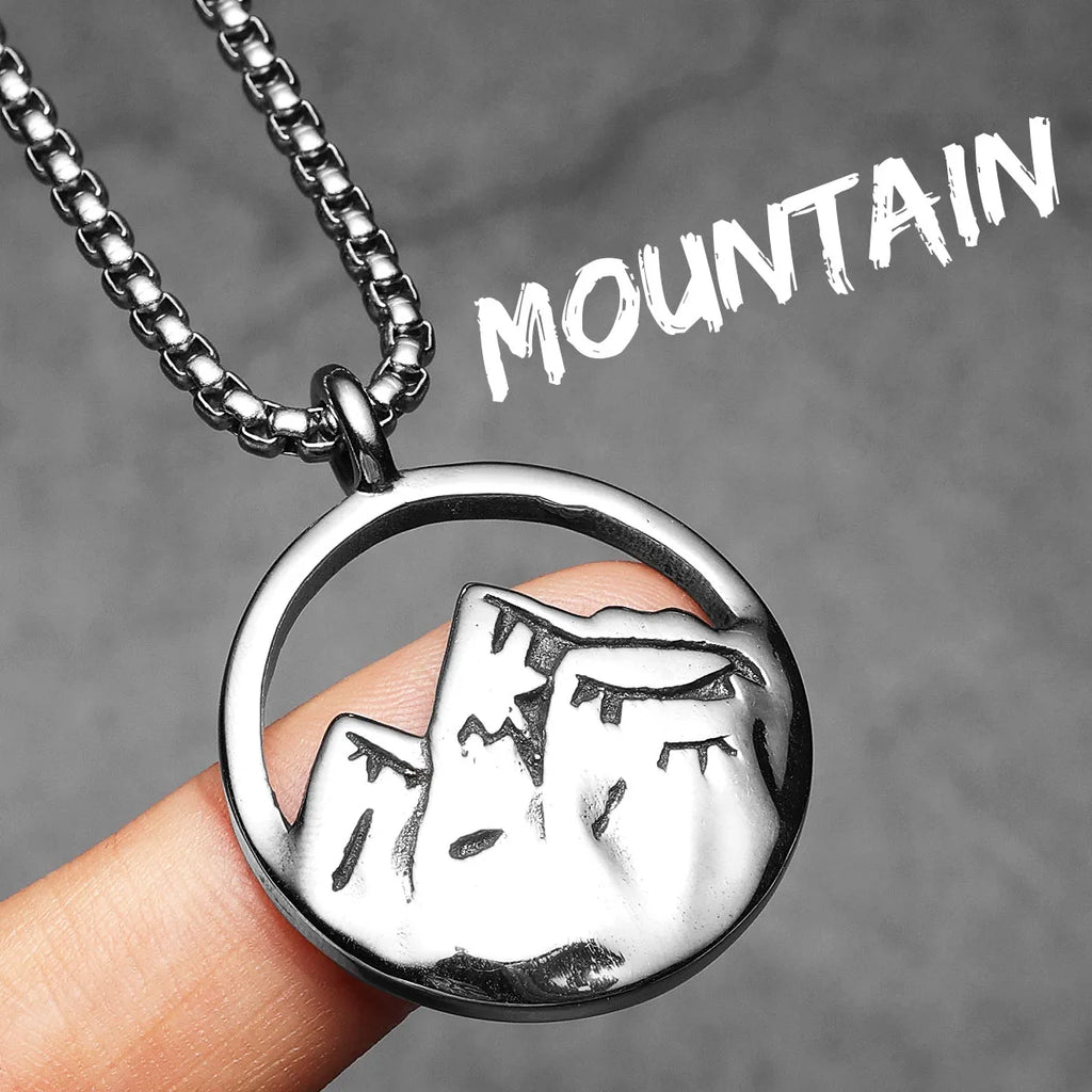 Snow Mountain Minimal Pendant — Stainless Steel