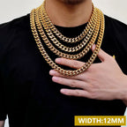 Stainless Steel Cuban Chain Necklace Miami 8/10/12MM